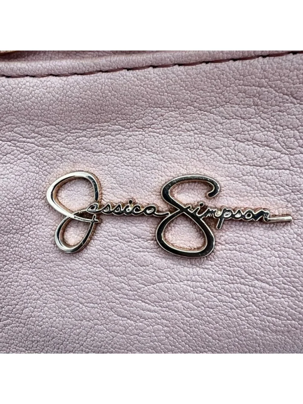Jessica Simpson Blush Pink Tote Bag With Gold Chain Detail Leopard Print Lining - Picture 12 of 16
